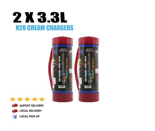 2 x SkyWhip 3.3L XL Cream Chargers N20 + Nozzle